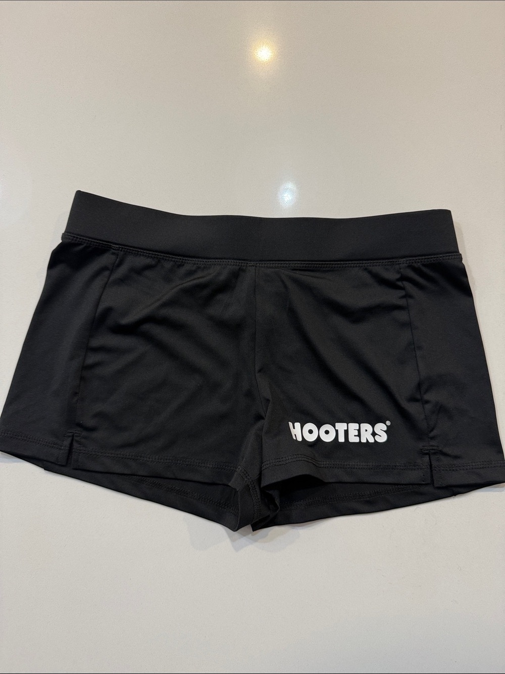 Authentic Hooters Black Women’s Athletic Shorts with White Logo | Size M